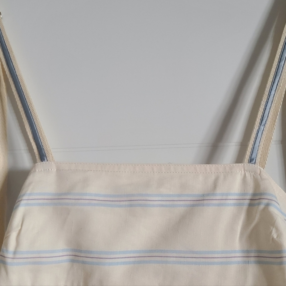 Lee Mathews Madox Cutout Striped Shantung Top, Size 6, Off-White | Blue, Nwt — image 7 of 8